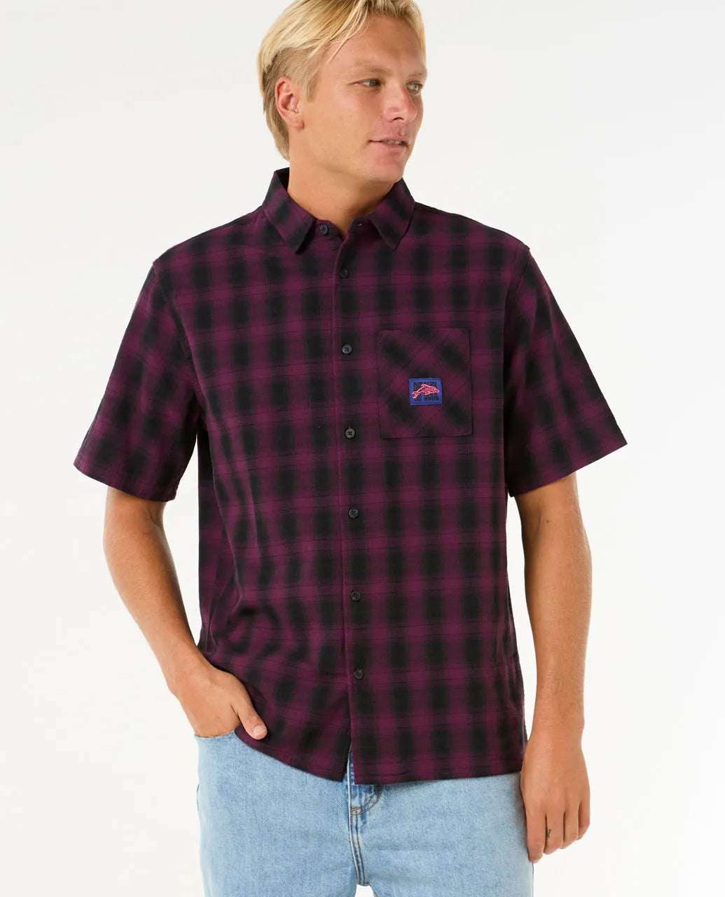 Rip Curl Raw Energy S/S Plaid Shirt | Deep Plum