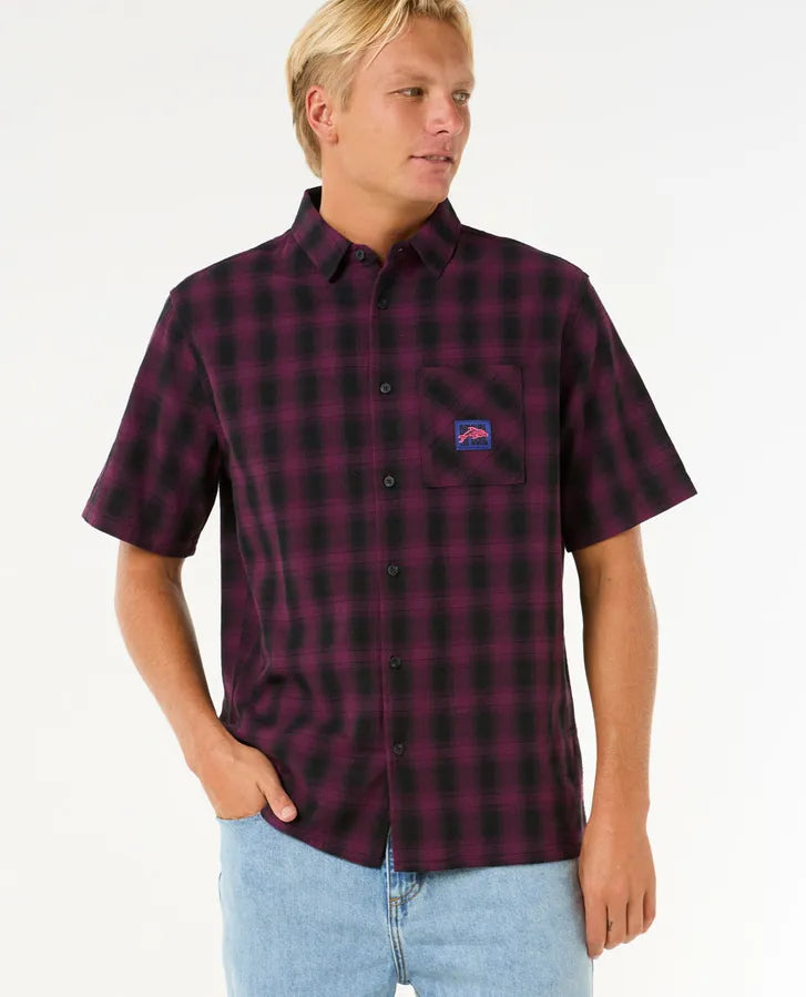 Rip Curl Raw Energy S/S Plaid Shirt | Deep Plum