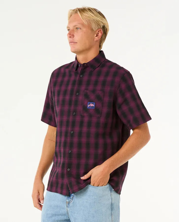 Rip Curl Raw Energy S/S Plaid Shirt | Deep Plum