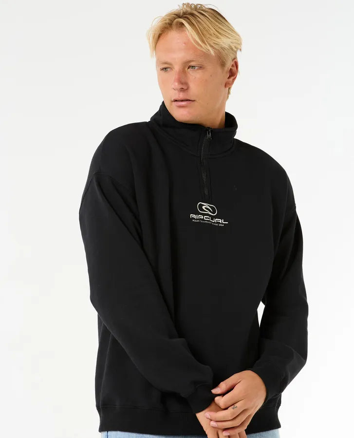 Rip Curl Pill Icon 1/4 Zip Crew | Black