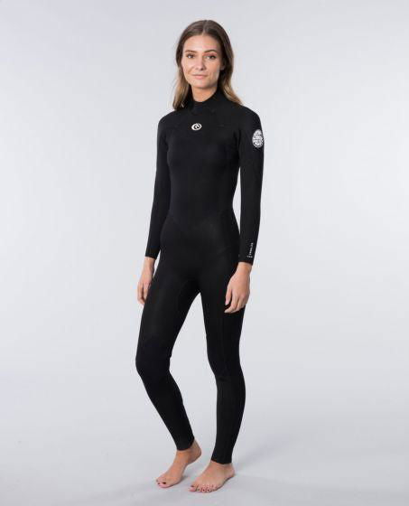 Rip Curl - Womens Freelite Back Zip Full Suit 3/2mm | Black - - Married to the Sea Surf Shop -