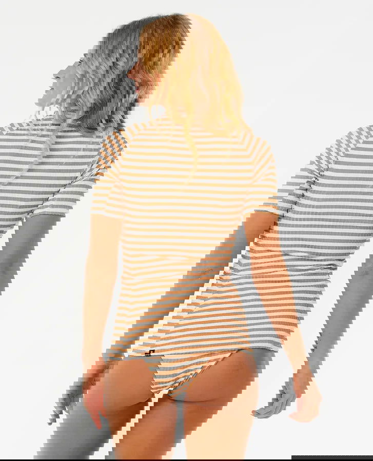 Rip Curl - Premium Surf 1/4 Zip UPF Short Sleeve Rash Vest | Light Brown -  - Married to the Sea Surf Shop -