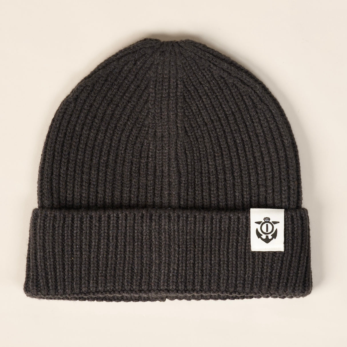Anchor Label Ribbed Knit Beanie - Black | Married to the Sea