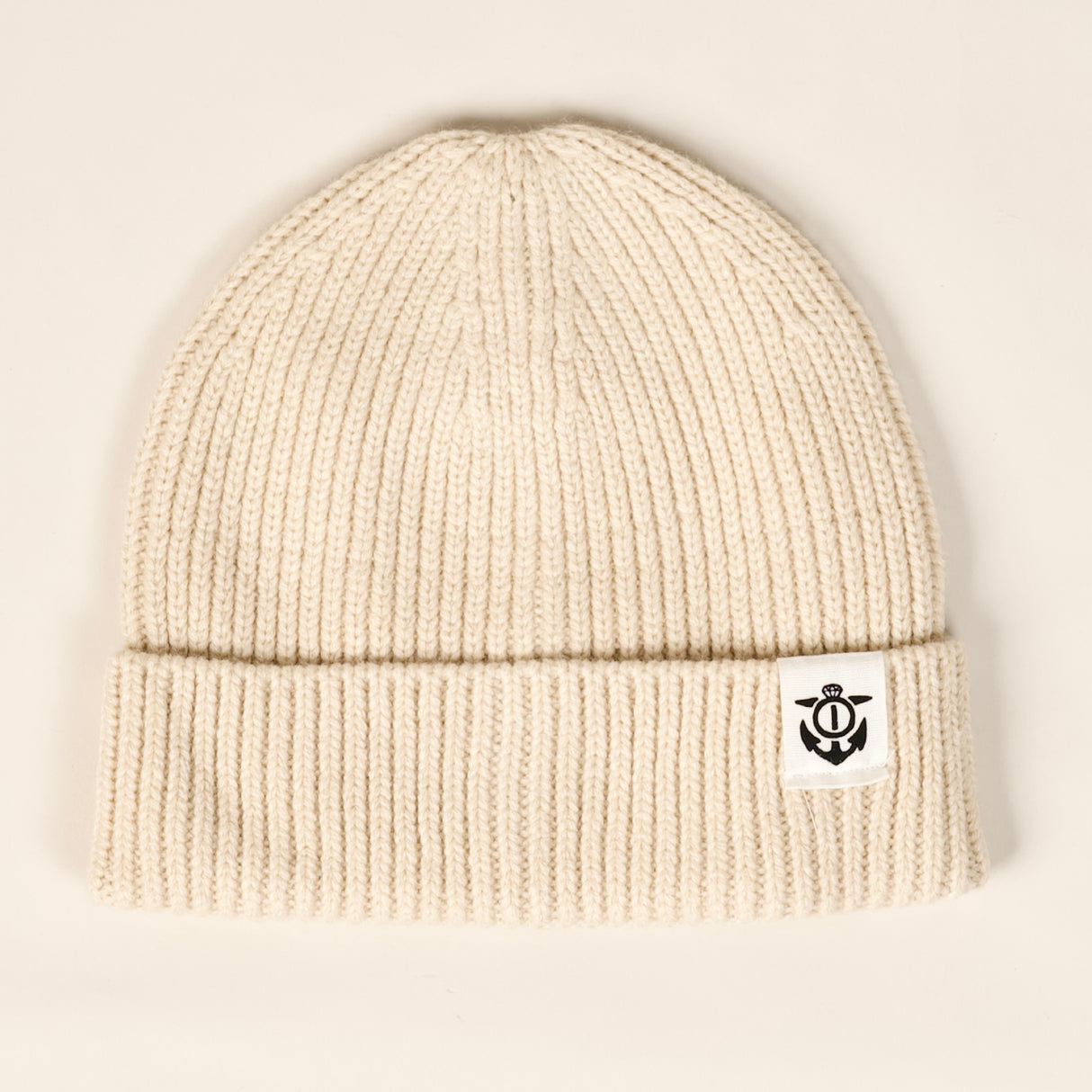 Anchor Label Ribbed Knit Beanie - Oatmeal | Married to the Sea