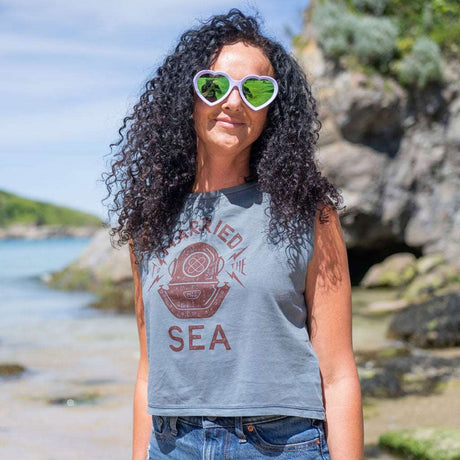 Diver Ladies Cropped Tank Top | Washed Mineral Grey -  - Married to the Sea Surf Shop -