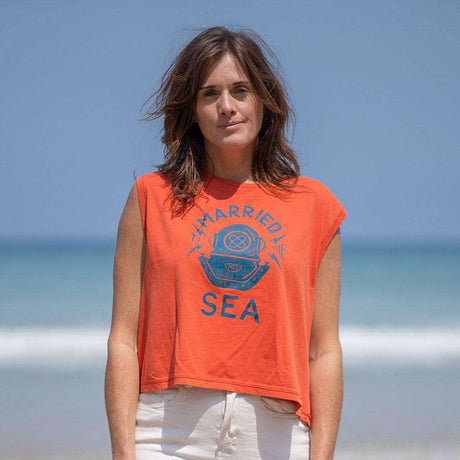 Diver Ladies Cropped Tank Top | Washed Paprika -  - Married to the Sea Surf Shop -
