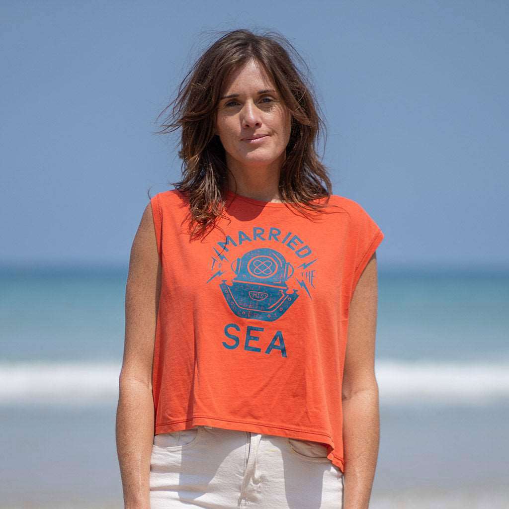 Diver Ladies Cropped Tank Top | Washed Paprika - - Married to the Sea Surf Shop -