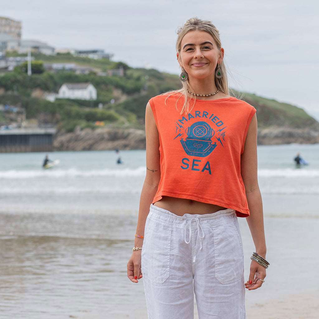 Diver Ladies Cropped Tank Top | Washed Paprika - - Married to the Sea Surf Shop -