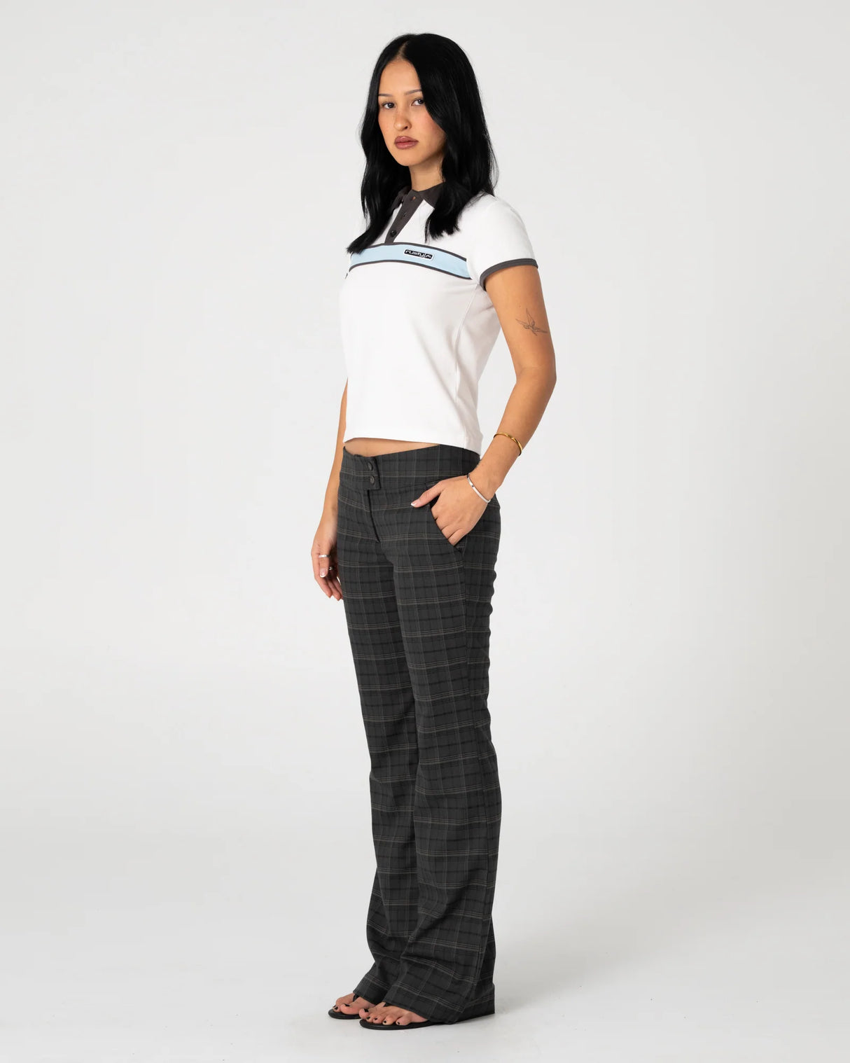 Rusty - Plaid Mummy Low Rise Suit Pant | Carbon Plaid