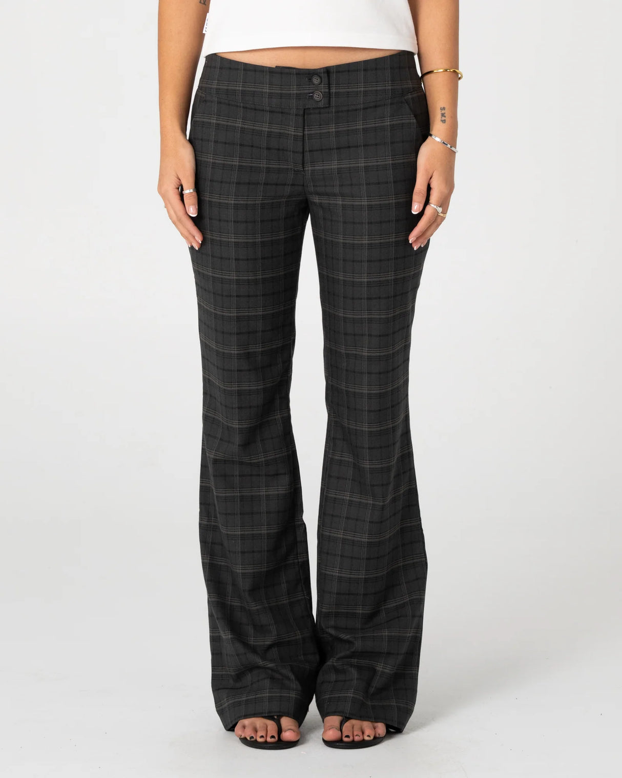 Rusty - Plaid Mummy Low Rise Suit Pant | Carbon Plaid