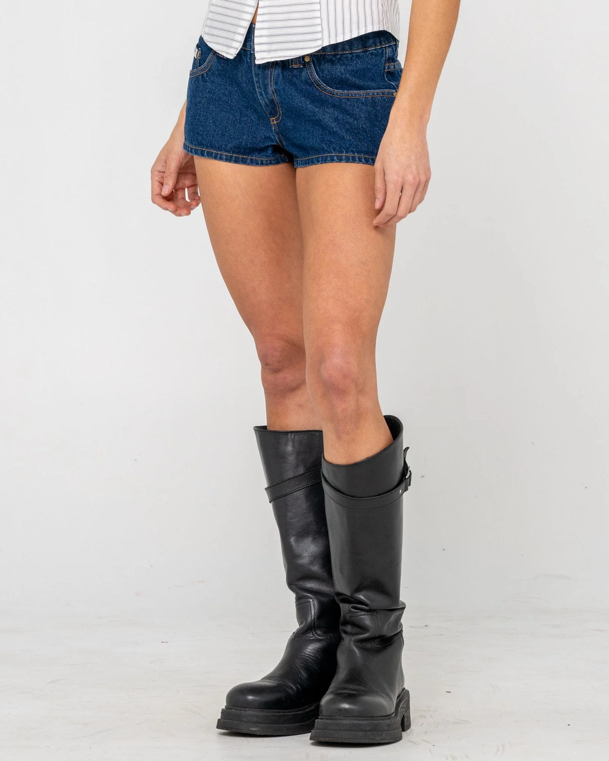 Rusty- Lemmy Low Rise Micro Mini Shorts | Deep Sea Blue