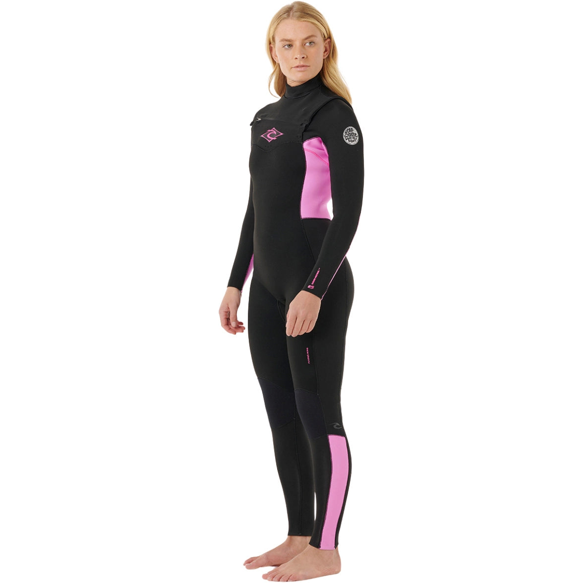 Rip Curl Women’s- Dawn Patrol 5/3 Chest Zip Wetsuit | Black/Pink