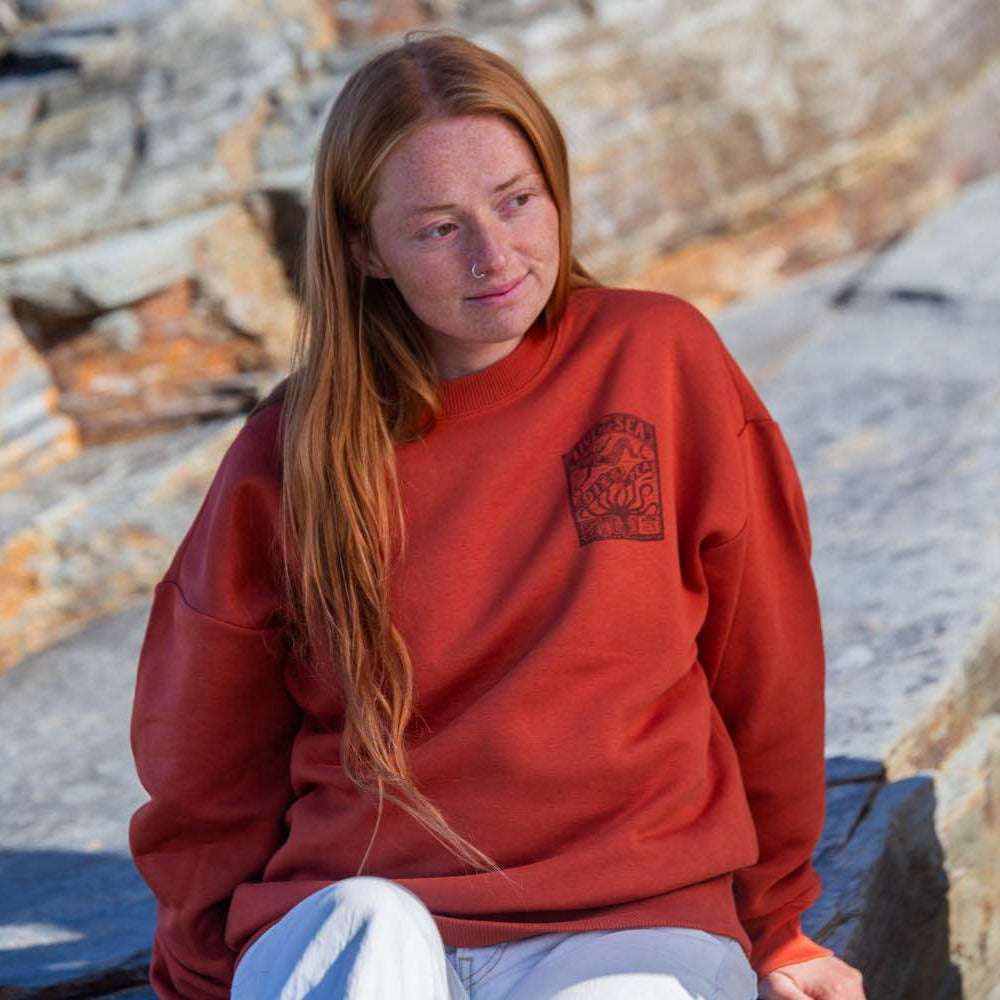 Octopus Oversized Crew | Burnt Brick