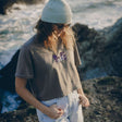 LE TV Checked |  Women's Faded Grey Crop T-shirt