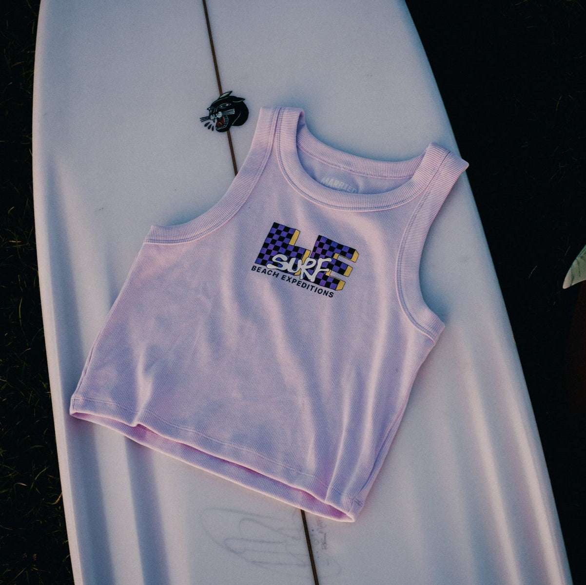 LE TV Checked | Orchid Ribbed Crop Tank