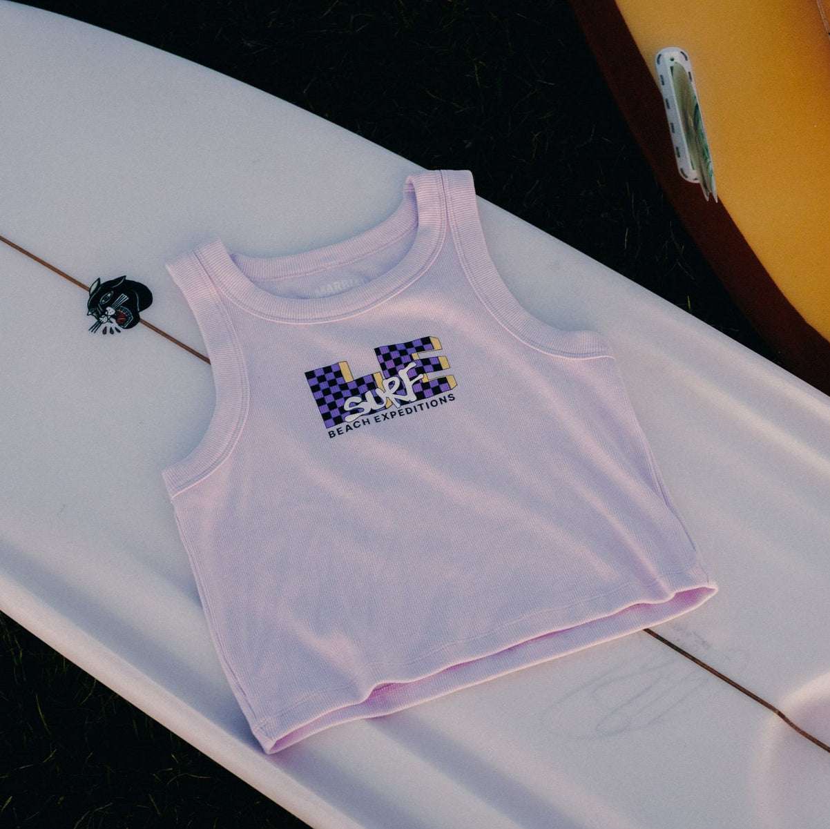 LE TV Checked | Orchid Ribbed Crop Tank