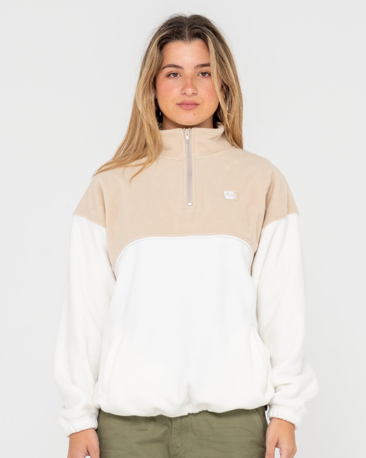 Rusty - Tonal Division Half Zip Fleece | Oatmeal