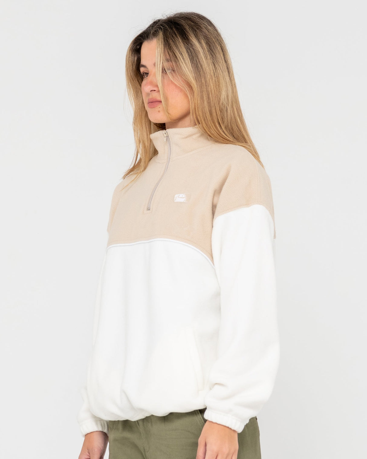 Rusty - Tonal Division Half Zip Fleece | Oatmeal