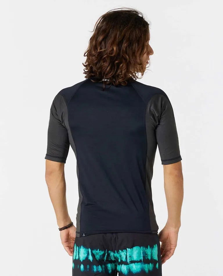 Rip Curl - Waves UPF Performance Short Sleeve Rash Guard | Black - - Married to the Sea Surf Shop -