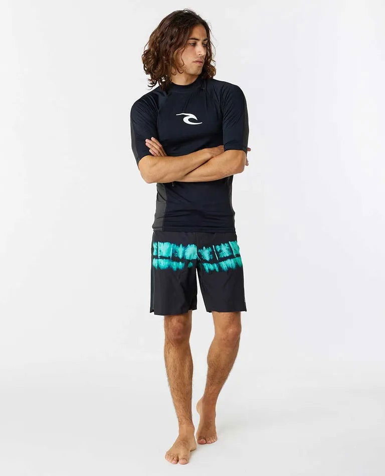 Rip Curl - Waves UPF Performance Short Sleeve Rash Guard | Black - - Married to the Sea Surf Shop -