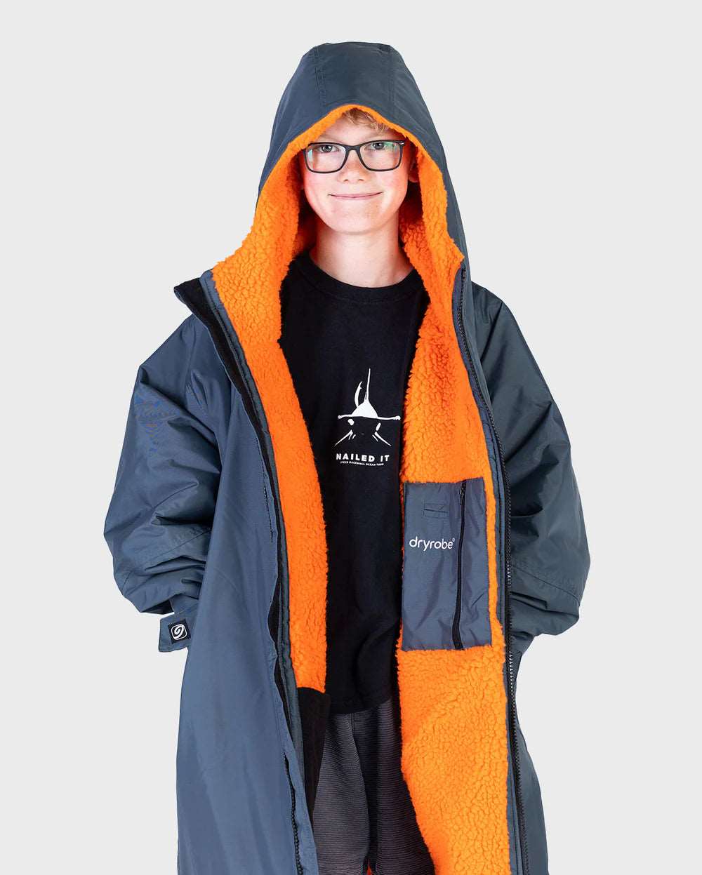 Dryrobe Kids - Dark Grey/Orange | Long Sleeve