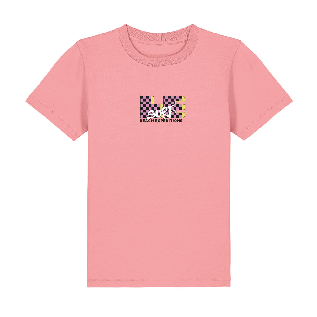 LE TV Checked | KIDS Pink Joy T-shirt