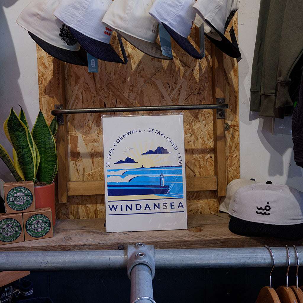 WindanSea Breakwater Art Screen Print A4