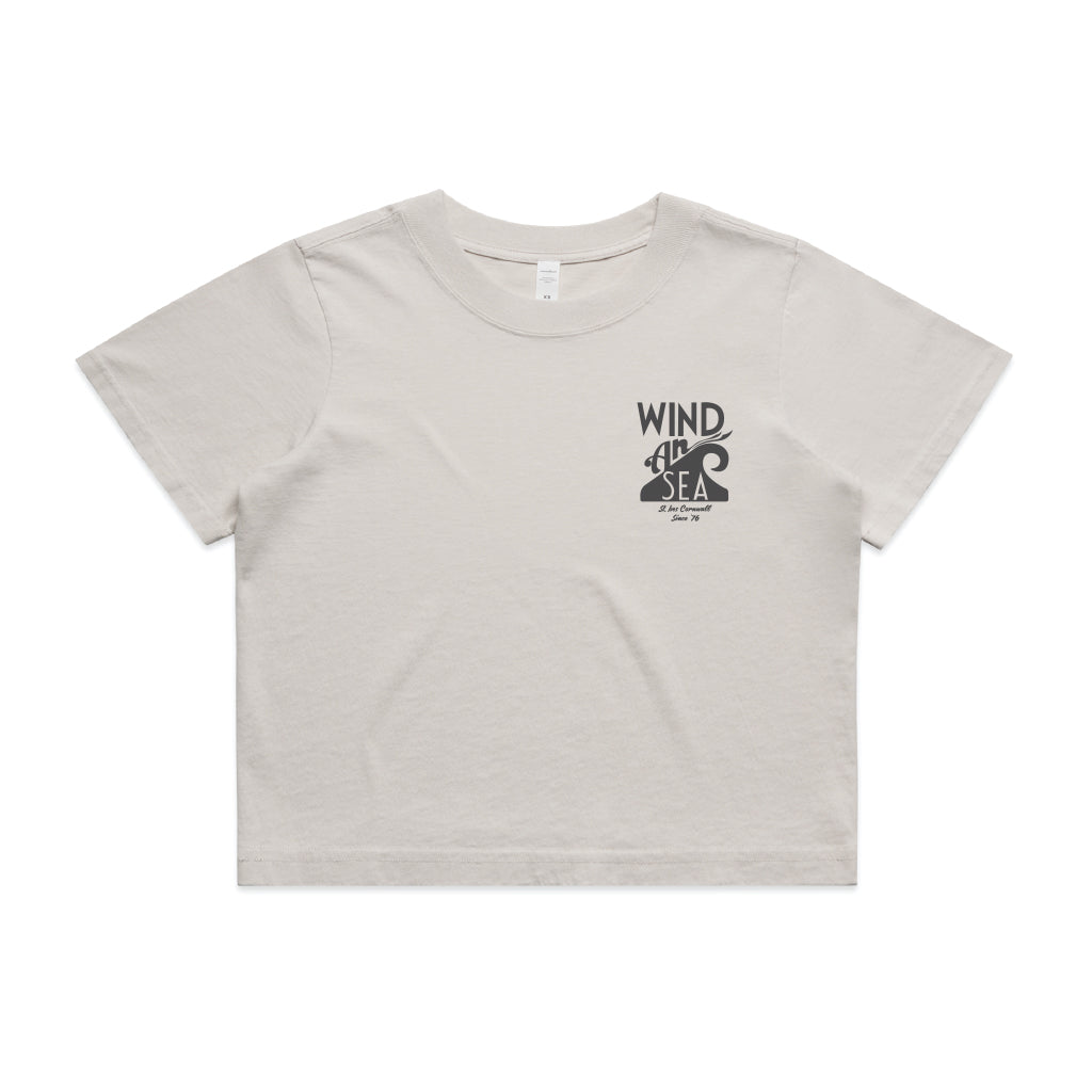 WindanSea Logo Womens Crop T-Shirt | Faded Bone