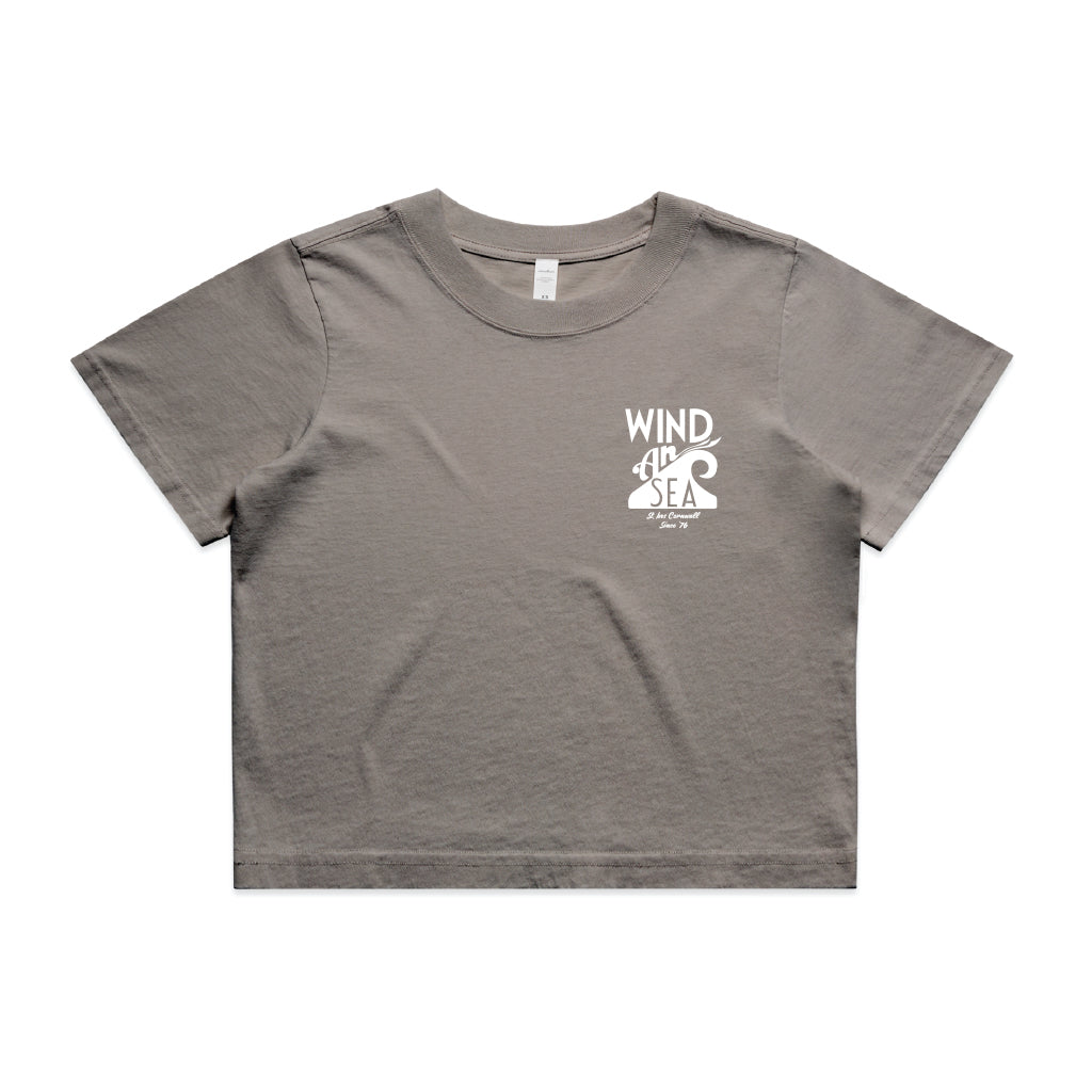 WindanSea Logo Womens Crop T-Shirt | Faded Grey