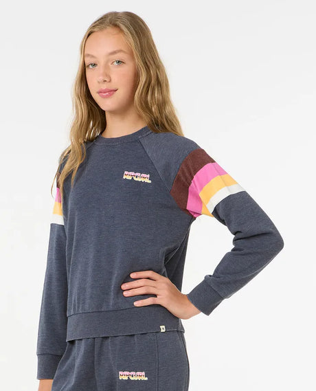 Rip Curl Las Dalias Raglan Crew - Girl | Navy