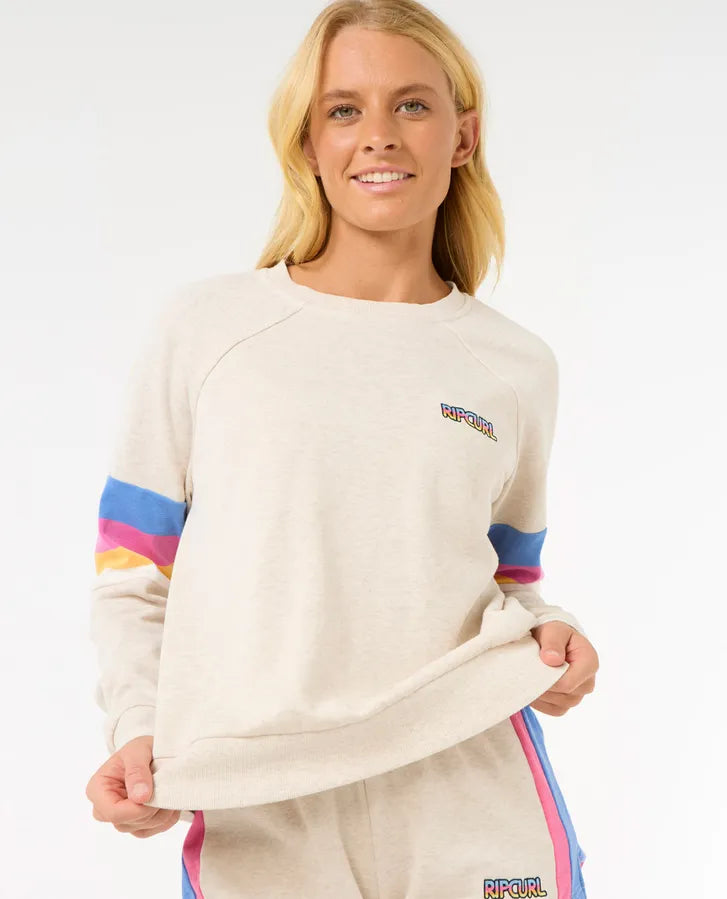Rip Curl Las Dalias Raglan Crew | Oatmeal Marle
