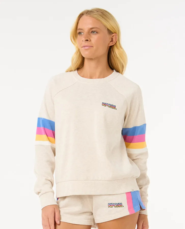 Rip Curl Las Dalias Raglan Crew | Oatmeal Marle