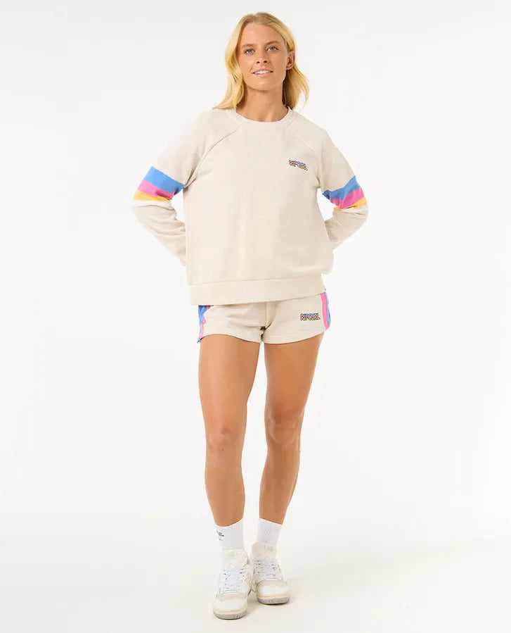 Rip Curl Las Dalias Raglan Crew | Oatmeal Marle