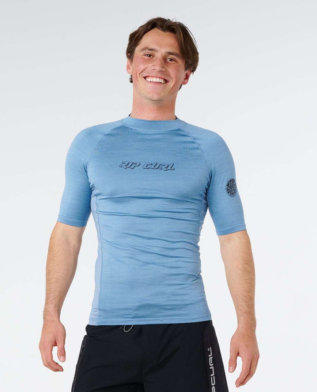 Rip Curl - Dawn Patrol UPF Perf Short Sleeve Rash Vest | Faded Denim
