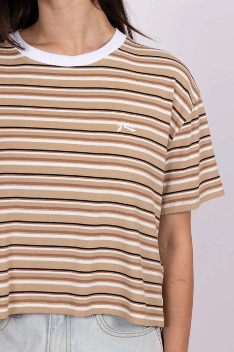 Rusty - Penny Striped Crop T-Shirt | Camel
