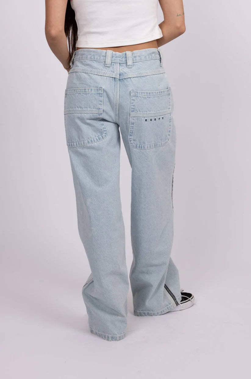 Rusty - Mommy Low Rise Wide Leg Denim Pant | Sky Blue Heather