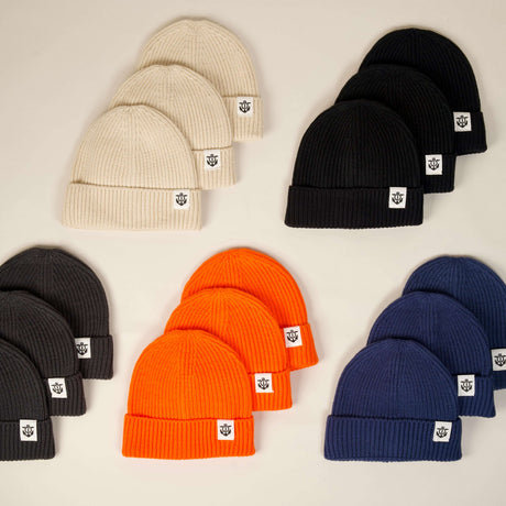 Anchor Label Ribbed Knit Beanie - Oatmeal | Married to the Sea