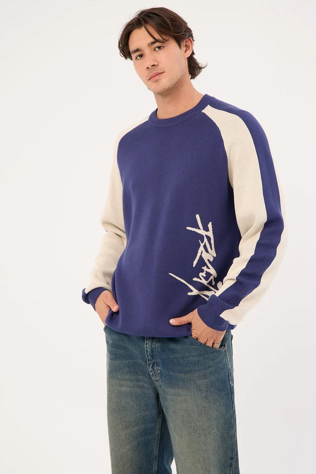 Rusty - Roll Safe Boxy Knitted Crew | Dark Blue