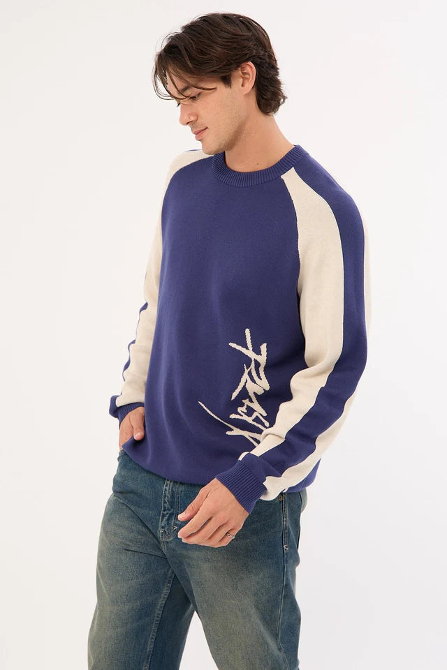Rusty - Roll Safe Boxy Knitted Crew | Dark Blue