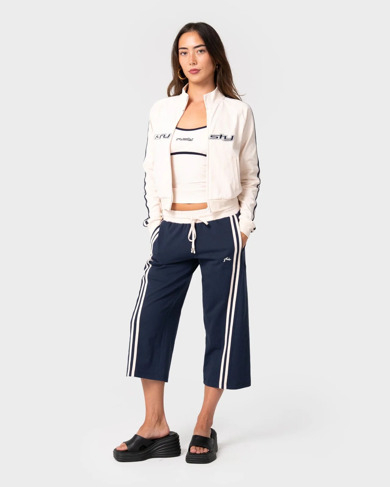 Rusty - Maneater Fitted Zip Through Track Jacket | Egret