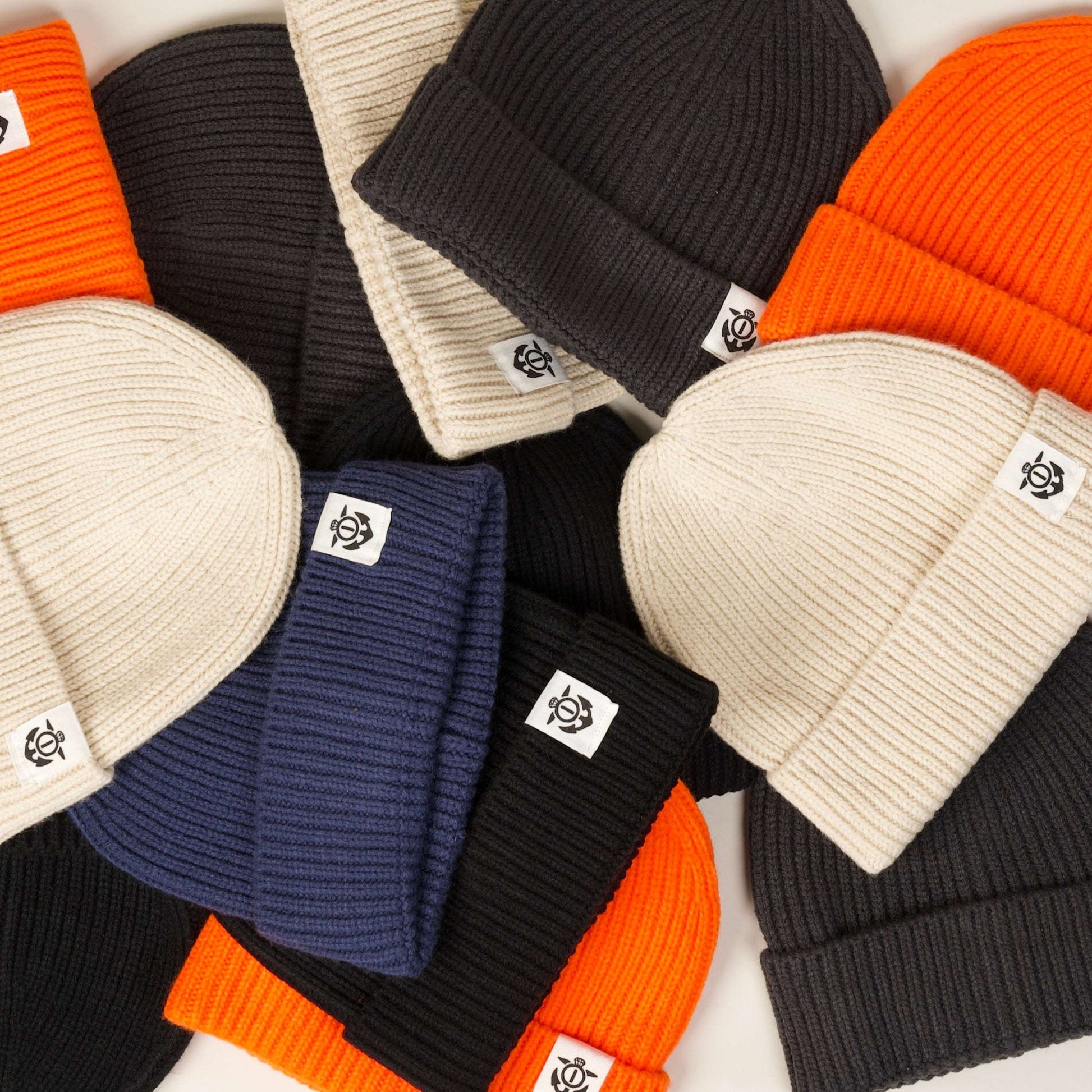 Anchor Label Ribbed Knit Beanie - Tangerine | Married to the Sea