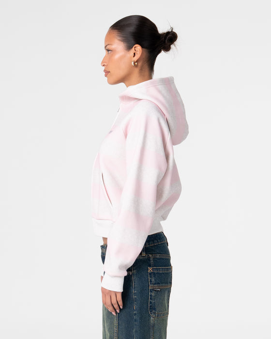 Rusty - G6 Cropped Zip Thru Hooded Fleece | Ecru Marle/Pink