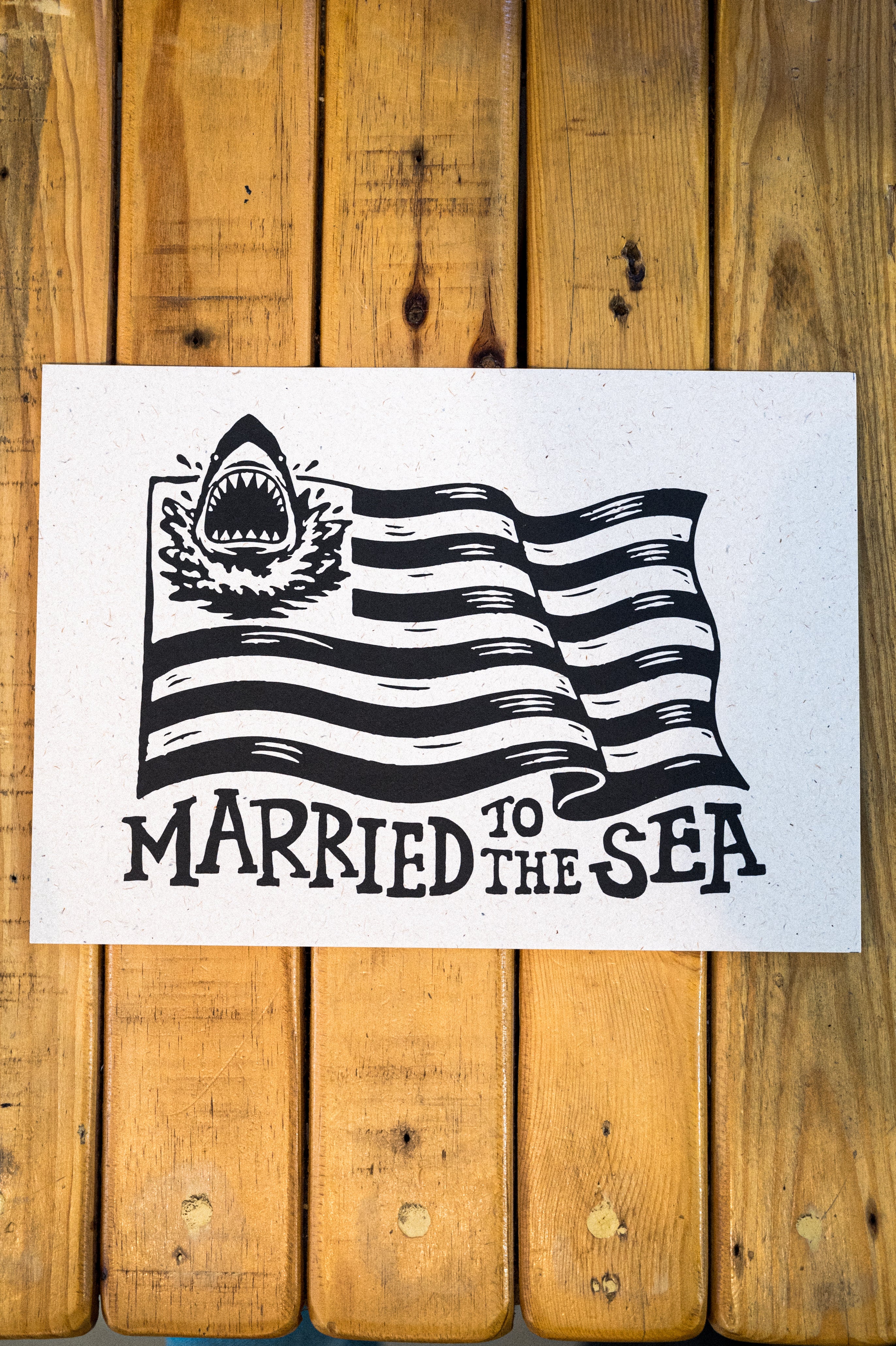 Sharks and stripes Art Print | Black/Raw