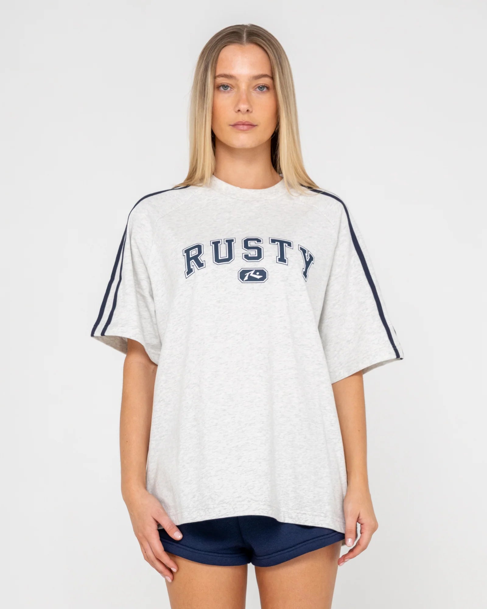 Rusty - All Saint Collegiate Oversized Tee | Ecru Marle