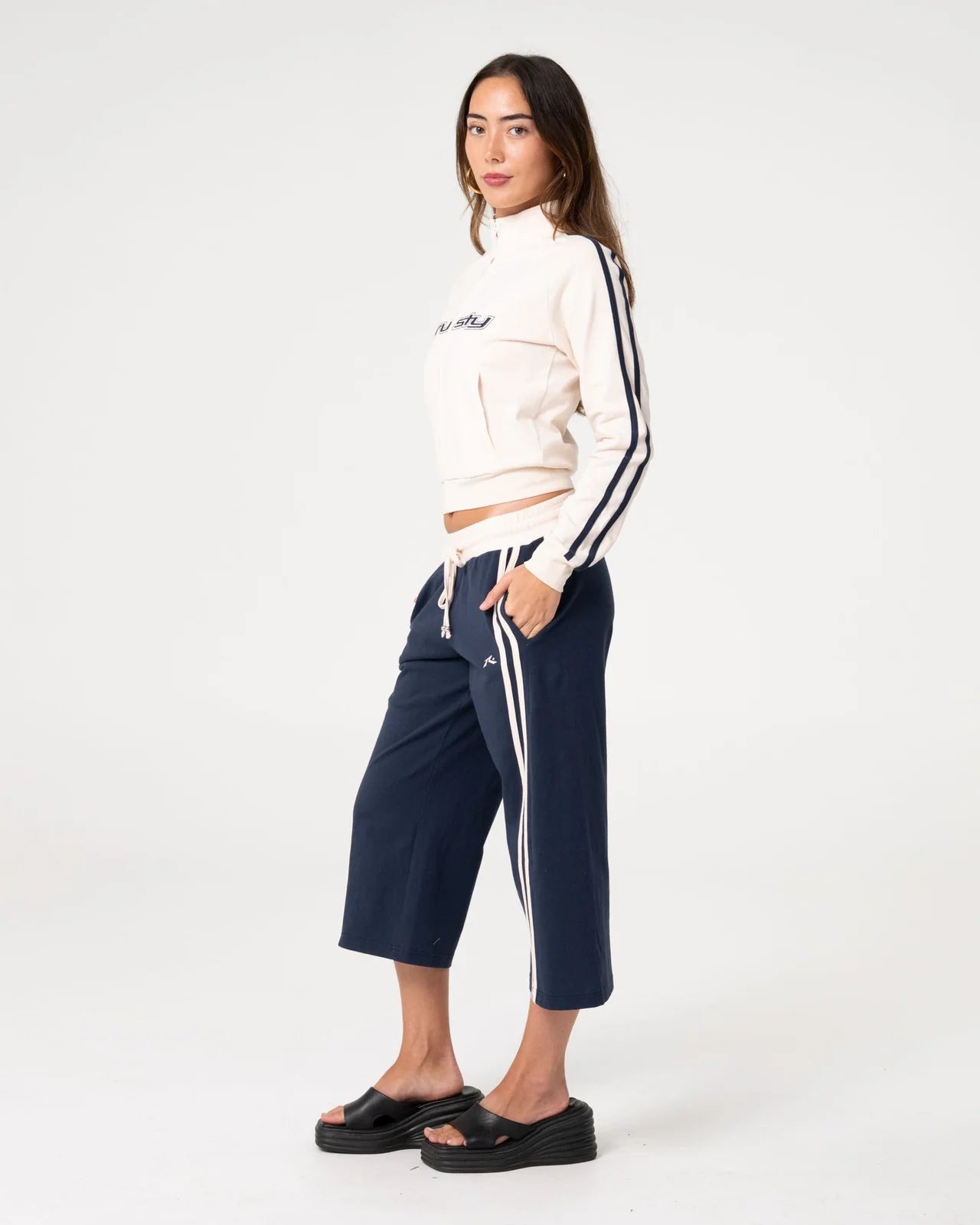 Rusty - Maneater Fitted Zip Through Track Jacket | Egret