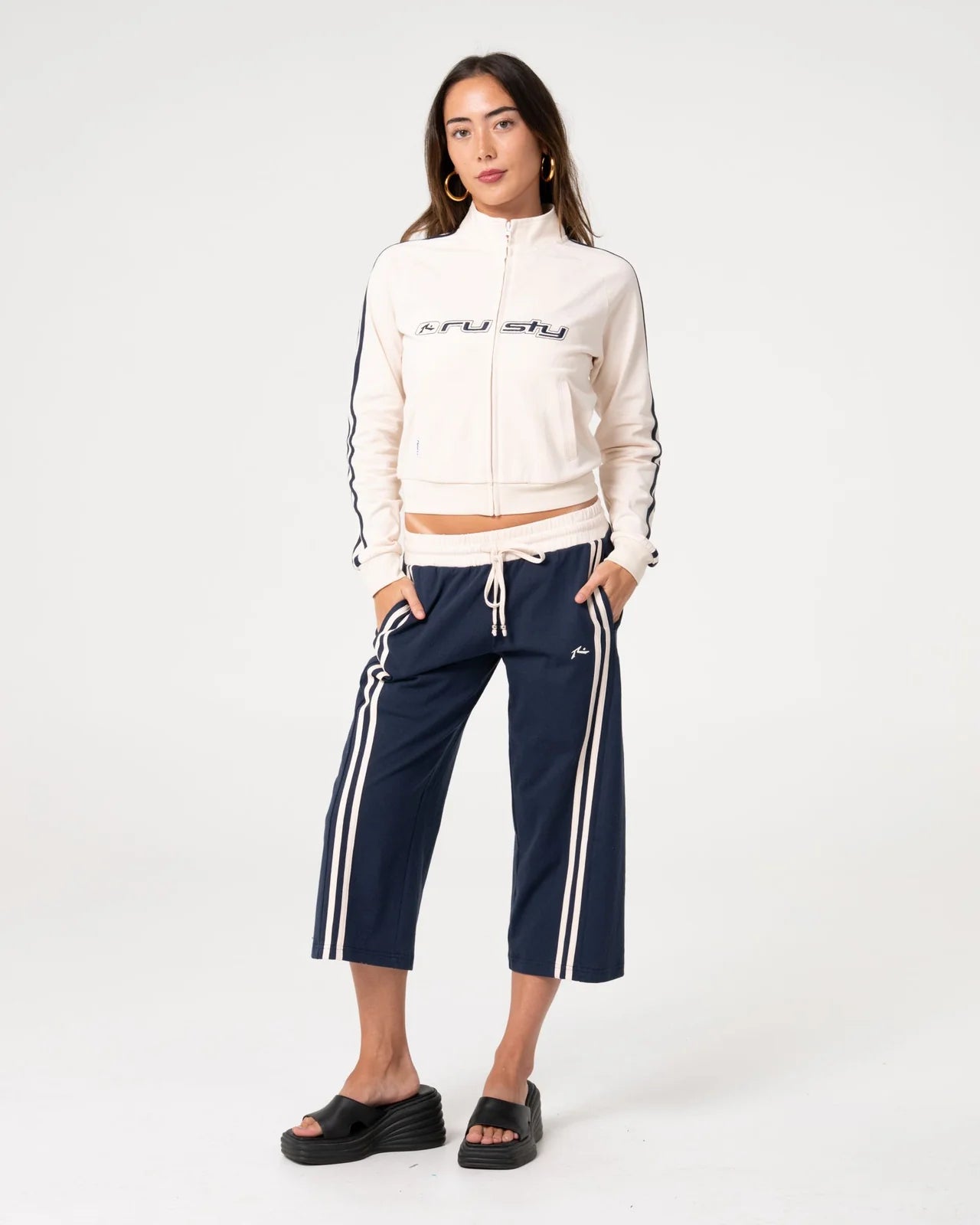 Rusty - Maneater Fitted Zip Through Track Jacket | Egret