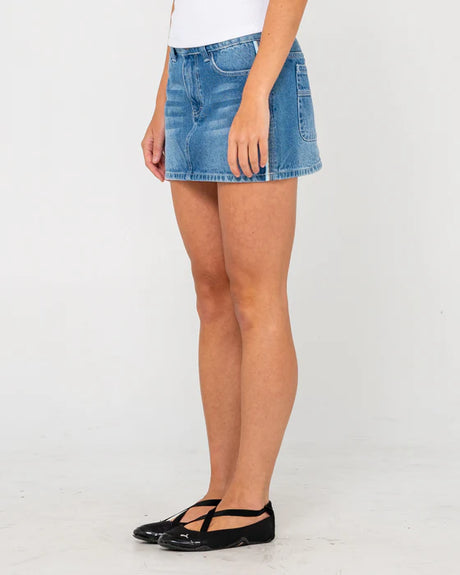 Rusty- Flip Mommy Low Rise Mini Denim Skirt | Blasted Middy Blue / Blue