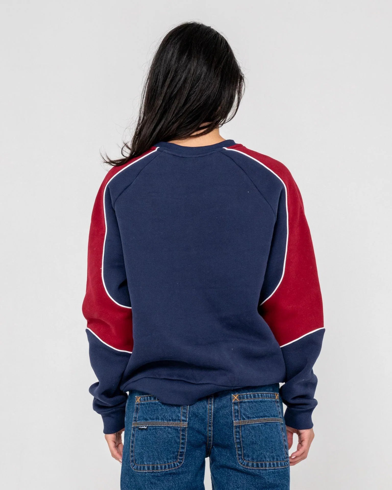 Rusty - South of the River Oversize Crew Fleece | Navy/Red