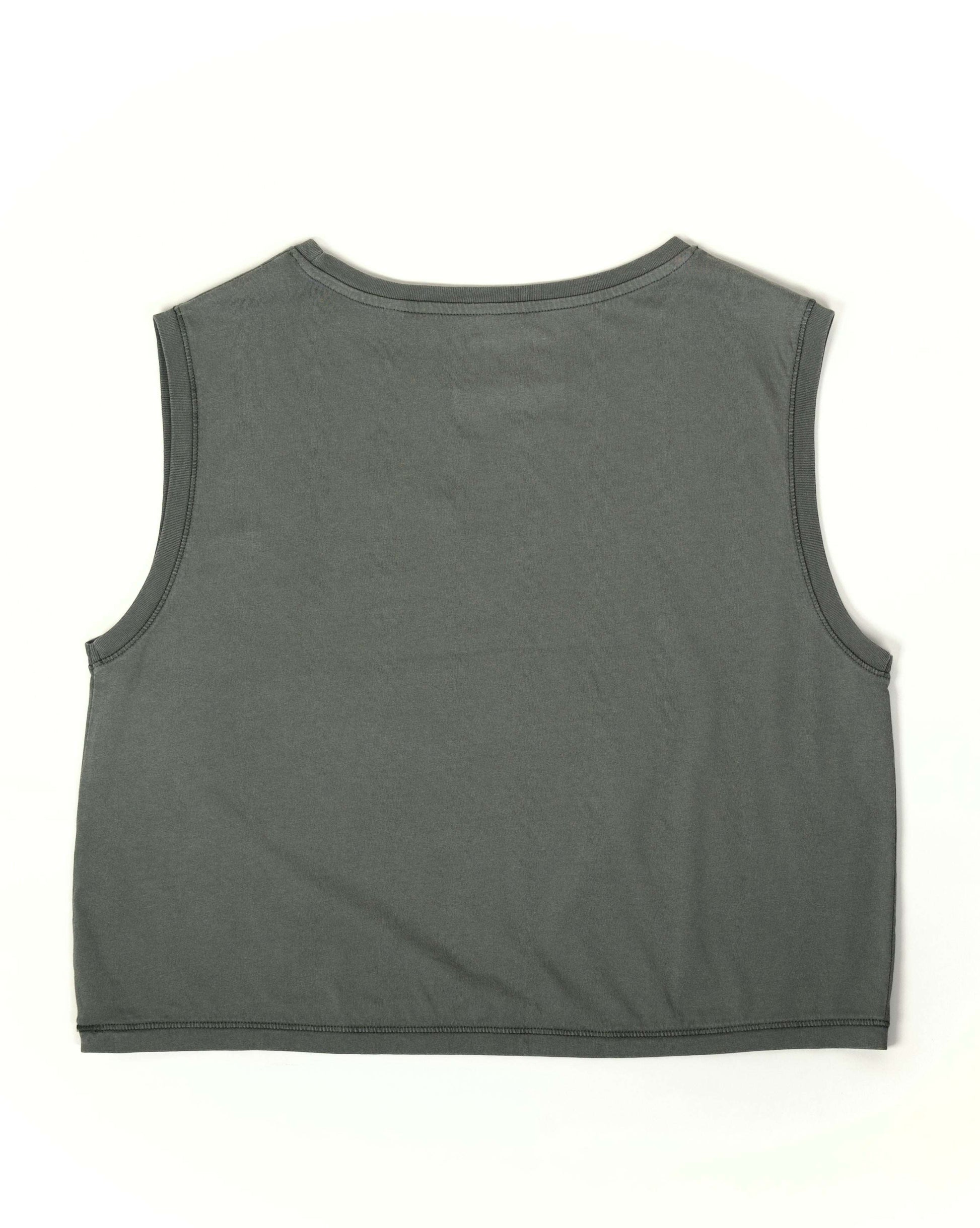 Skull Island Ladies Cropped Tank Top | Washed Organic Khaki