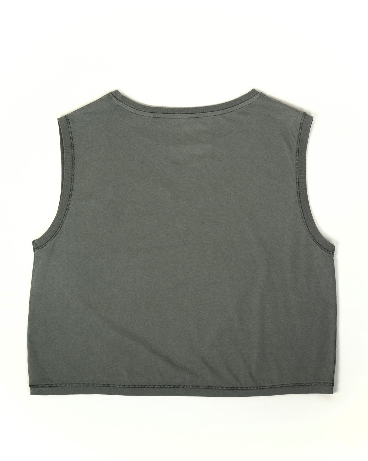 Skull Island Ladies Cropped Tank Top | Washed Organic Khaki